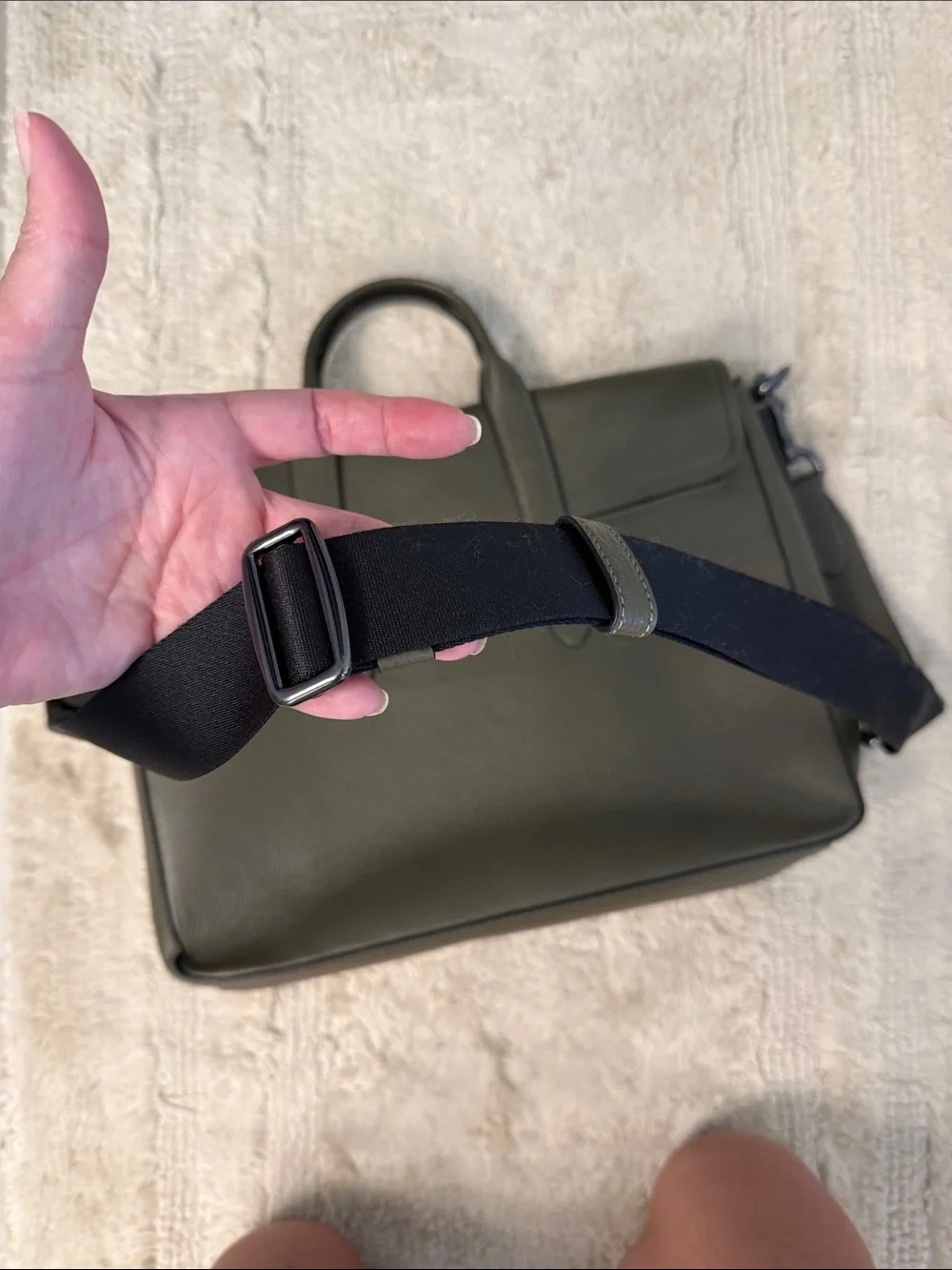 Coach Olive Pebbled Leather Laptop Briefcase